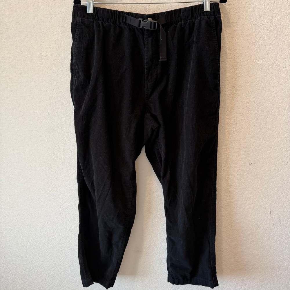The North Face Mens Black Corduroy Pants Elastic Waist Belted Large Regular